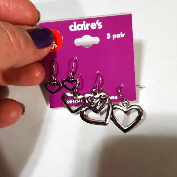 Claire's Jewelry - Neew Claire's sensitive solutions 3 pairs heart dangles bundle for discount